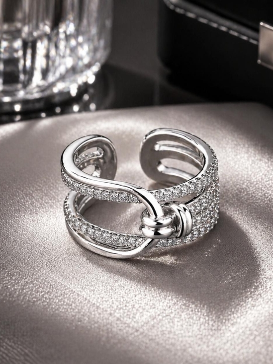 Anthropologie Jewelry - Silver Pave Knot Open Band Ring